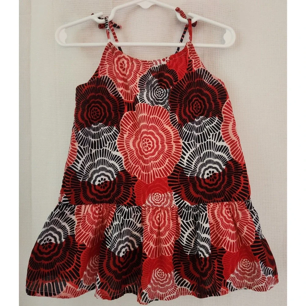 Old Navy Girls 18-24 Months Dress Red Blue Sleeveless Sun Dress Floral Patriotic